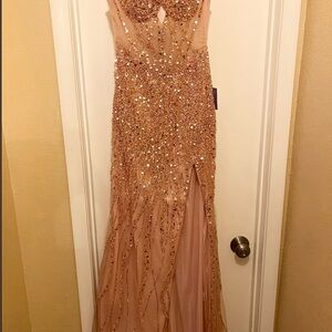 Elegant Pink Sequin Prom Dress